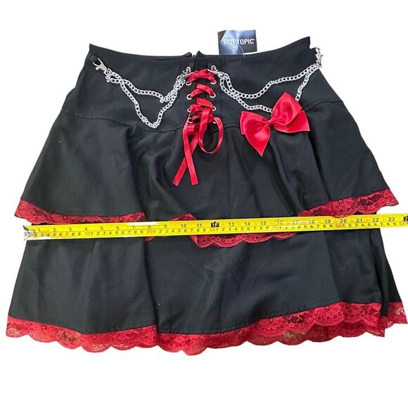 NWT Hot Topic Tiered Lace Chain Mini Skirt SZ Large Steampunk Gothic Whimsigoth - Picture 9 of 12